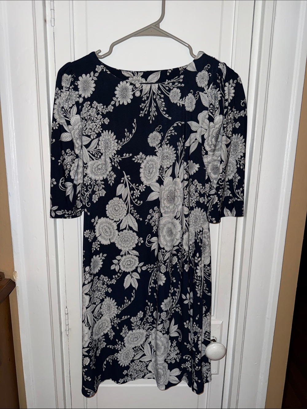 Tommy Hilfiger Navy and White Floral Midi Dress